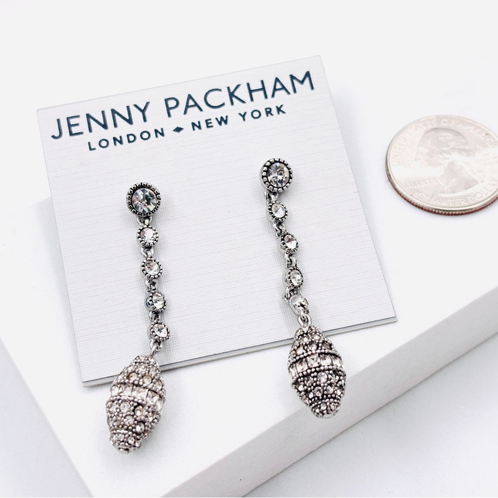 Jenny Packham Silver Crystal Linear Statement Wedding Party Birthday Earrings